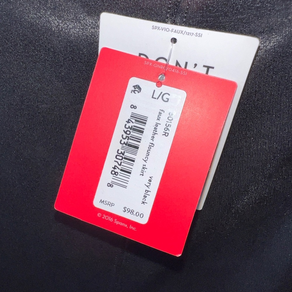NWT Spanx Womens Black Faux Leather Flouncy Skater Mini Skirt Flared Size L - Picture 7 of 12